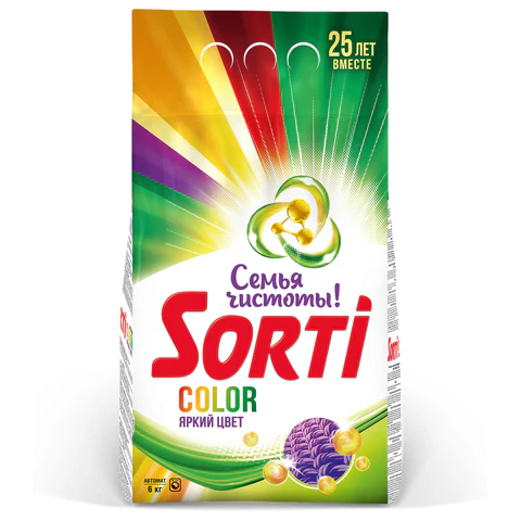 Стиральный порошок-автомат 6 кг, SORTI "Color" яркий цвет, 8575-3АХ 702645 - МСК «Форвард»