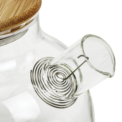 Чайник заварочный 900 мл "Бочонок", жаропрочное стекло, спиральное сито, DASWERK, 608644 - МСК «Форвард»