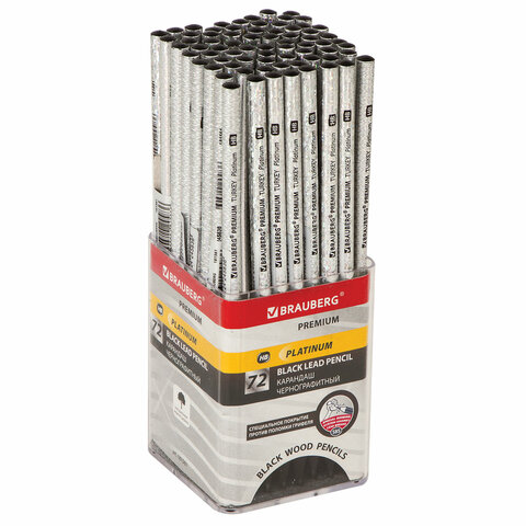 Карандаш чернографитный BRAUBERG PREMIUM TURKEY, 1 шт, "Platinum", НВ, дисплей, 181561