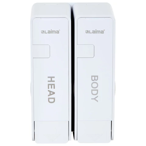 Дозатор двойной 2х0,38 л для жидкого мыла/шампуня/геля LAIMA ULTRA, НАЛИВНОЙ, белый, MD-9029W-2, 609107 - МСК «Форвард»