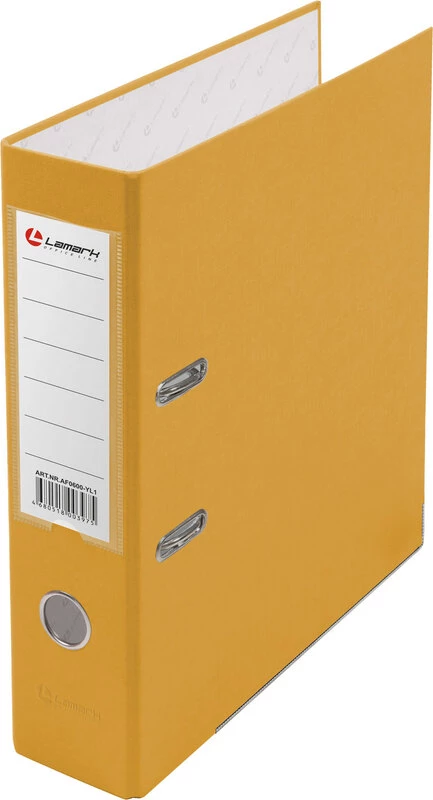 Папка регистратор 80мм А4 РР желтая, металлическая окантовка, карман AF0600-YL1/AF0600-YL1 Lamark (Ламарк) 128/73304
