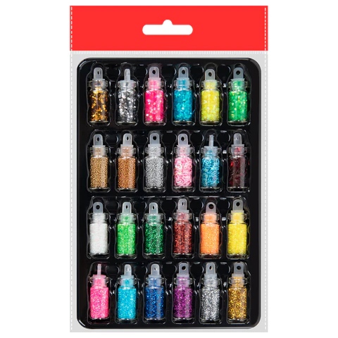 Блестки для декора НАБОР 24 вида по 2 грамма, в стеклянных тубах, ОСТРОВ СОКРОВИЩ, 665680 - МСК «Форвард»