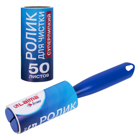 Ролик для чистки одежды / мебели от шерсти, ворсинок, пыли, волос + 12 сменных блоков по 50 листов, суперлипкий, LAIMA, 608385 - МСК «Форвард»