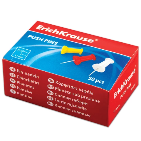 Силовые кнопки-гвоздики ERICH KRAUSE "Classic", 50 штук, ассорти, в картонной коробке, 24877 224639 - МСК «Форвард»