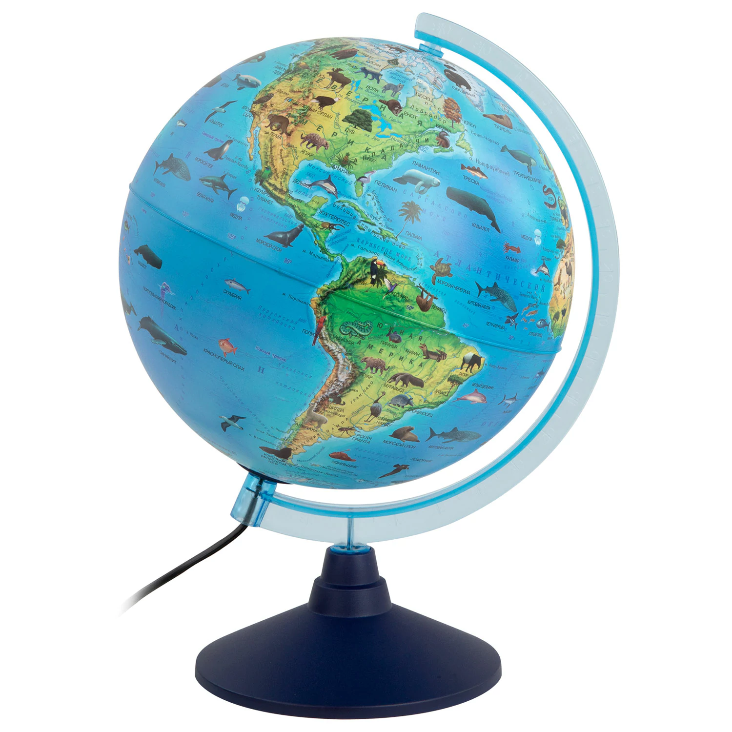 Глобус зоогеографический Globen Классик Евро, диаметр 250 мм, с подсветкой, детский, Ке012500270 454441