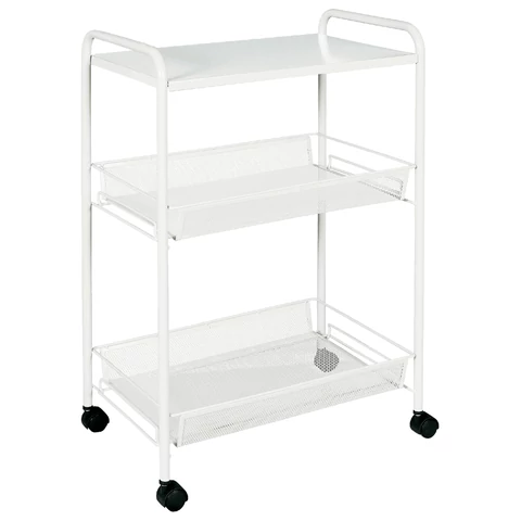 Этажерка офисно-бытовая "Ладья-33КС", 650х450х300 мм, 2 яруса + столик, металл, белая, Э 356 Б 700933