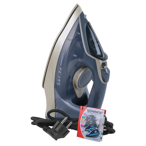 Утюг паровой SONNEN SI-6008, 2200 Вт, керамическое покрытие, антикапля, серебристый/золотой, 456998 - МСК «Форвард»