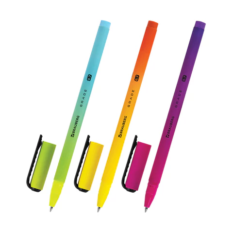 Ручка шариковая BRAUBERG GRADE, СИНЯЯ, корпус soft-touch, пишущий узел 0,7 мм, линия письма 0,35 мм, 144207 - МСК «Форвард»