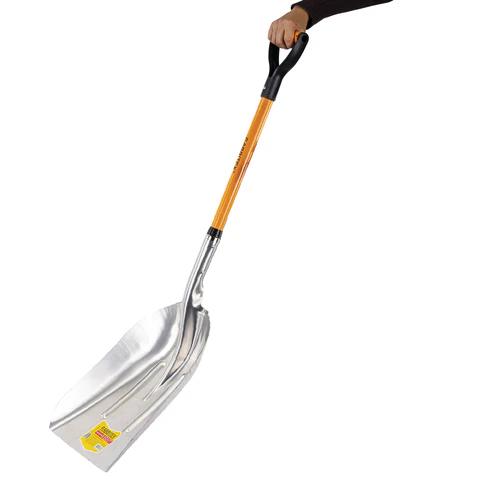 Лопата алюминиевая для снега 37х48 см, ОБЩАЯ ДЛИНА 120 см, черенок стекловолокно, V-ручка, RABBITEX (РАББИТЕКС) "FIBERGLASS", 700486 - МСК «Форвард»