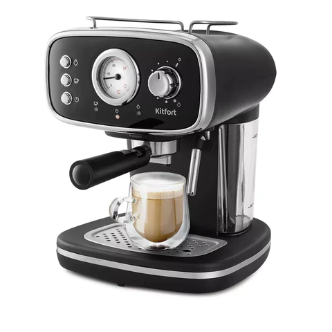 Кофеварка рожковая KITFORT КТ-736, 1100 Вт, объем 1,2 л, 15 бар, ручной капучинатор, черная 458166