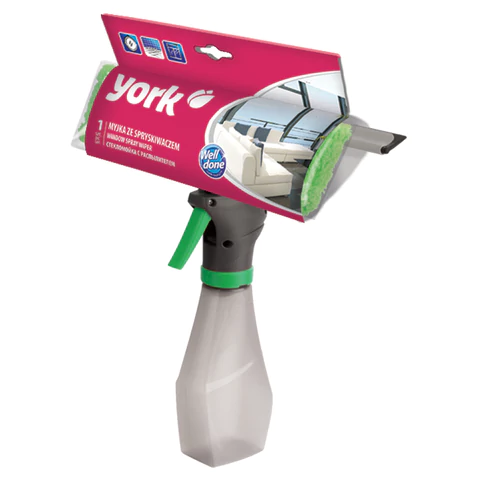 Окномойка "3 в 1": насадка из микрофибры, сгон, рукоятка-флакон с распылителем, 26х25,5х10 см, YORK, 84040 608412  - МСК «Форвард»