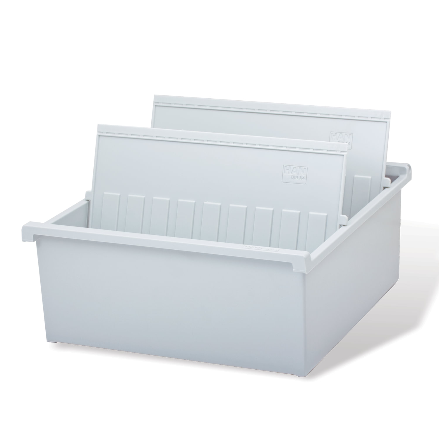 Картотека пластиковая ФОРМАТ А4 (297х210мм) горизонт. на 1300 карт, серая, HAN (Германия),НА954/0/11 231780