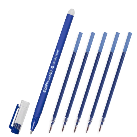 Ручка стираемая гелевая STAFF "Manager" EGP-656, СИНЯЯ, + 5 сменных стержней, линия письма 0,35 мм, 143657 - МСК «Форвард»