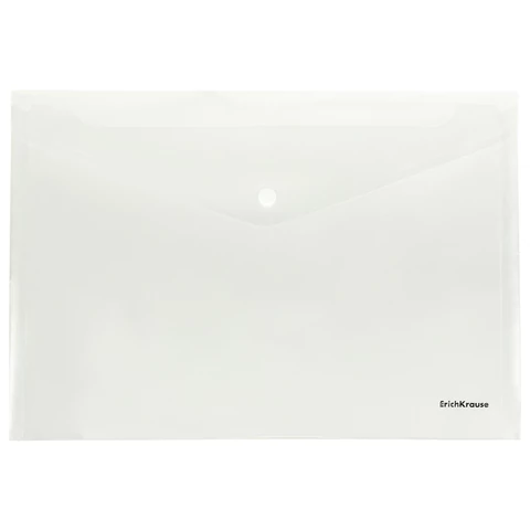 Папка-конверт с кнопкой ERICH KRAUSE "Fizzy Clear", А4, до 120 листов, прозрачная, 0,12 мм, 50172 272920  - МСК «Форвард»