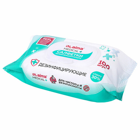 Дезинфицирующие салфетки спиртовые (30%), для любых поверхностей, 100 шт., LAIMA MEDICAL, 608767 ЧЕСТНЫЙ ЗНАК! - МСК «Форвард»