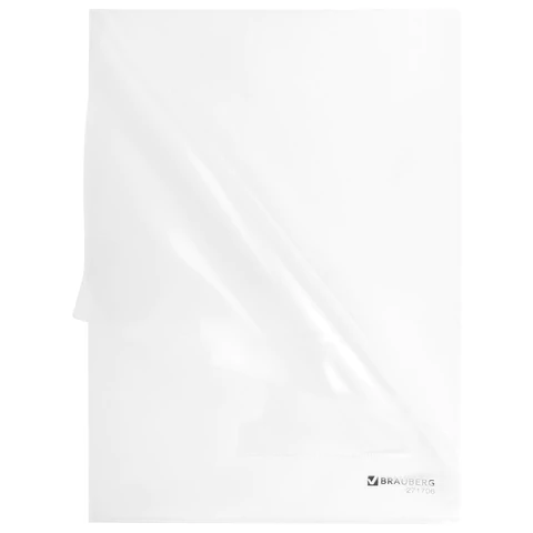 Папка-уголок с карманом для визитки А4, прозрачная, 0,18 мм, BRAUBERG EXTRA, 271706 - МСК «Форвард»