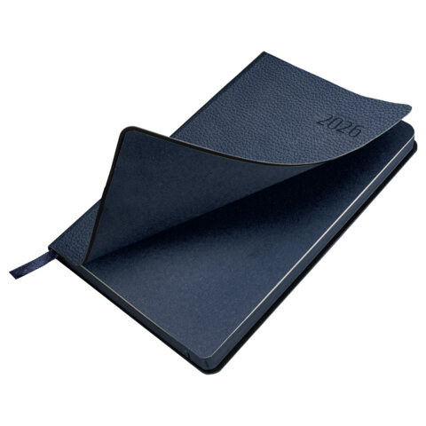 Ежедневник датированный 2026 А5 138x213 мм, BRAUBERG "Stylish", под кожу, гибкий, темно-синий, 117096 - МСК «Форвард»