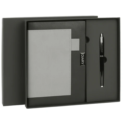 Ежедневник в наборе с ручкой А5, 144x210 мм, BRAUBERG "Style" под кожу, 160 листов, черный, 116860 - МСК «Форвард»