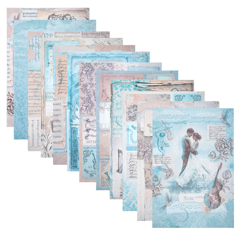 Бумага для скрапбукинга 15х21 см "Нотная Гамма", двусторонняя, 12 листов, 240 г/м2, ОСТРОВ СОКРОВИЩ, 665445 - МСК «Форвард»