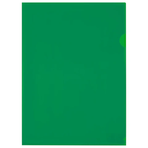 Папка-уголок прозрачная А4 BRAUBERG UNIVERSAL, зеленая, 0,10 мм, со штрихкодом, 273048 - МСК «Форвард»