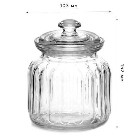 Банка для сыпучих продуктов, с крышкой, объем 900 мл, стекло, PASABAHCE "ВИВА", 96374СЛ1 700564 - МСК «Форвард»
