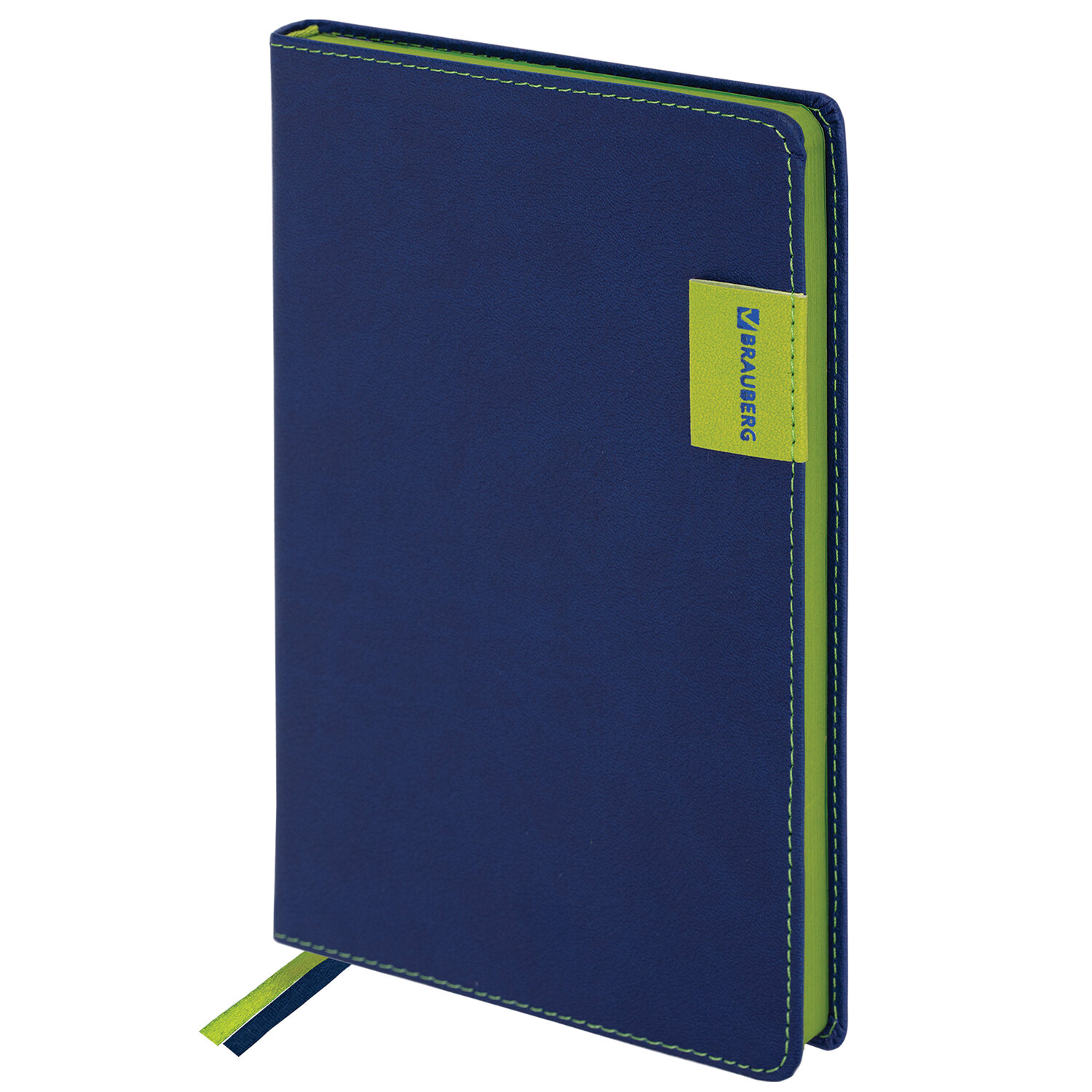 Ежедневник недатированный А5 138х213мм BRAUBERG AIM под кожу, 136л, темно-синий, 113423