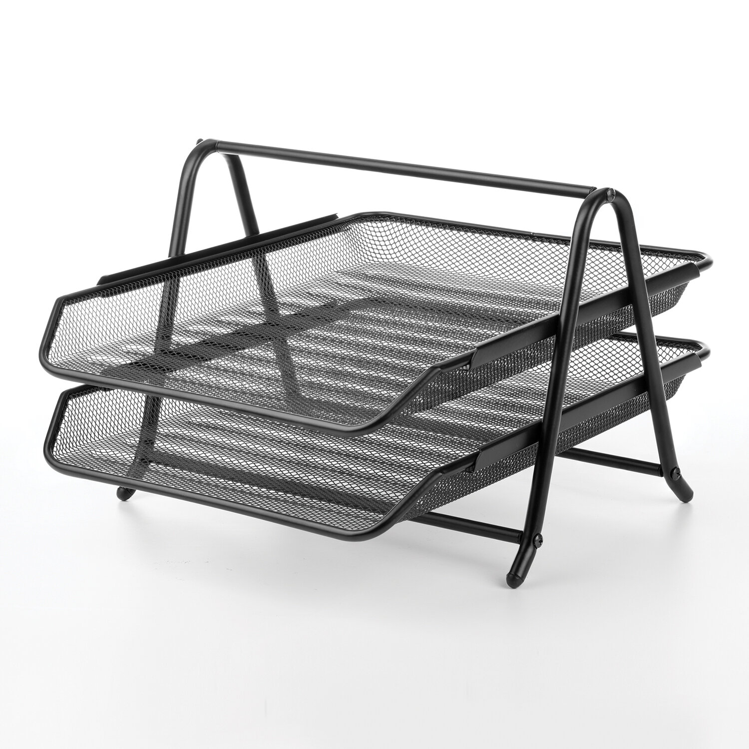 Лоток горизонтальный метал. для бумаг 2 секции BRAUBERG "Germanium",А4 (355х205х295мм),черный,231950