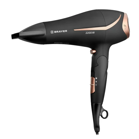 Фен BRAYER BR3000BN, 2200 Вт, 2 скорости, 3 температурных режима, складная ручка, черный 456101 - МСК «Форвард»