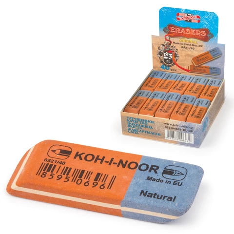 Ластик KOH-I-NOOR 6521/40, 57х19,5х8мм, красно-синий, прямоугольный, скошенный, натуральный каучук 225398