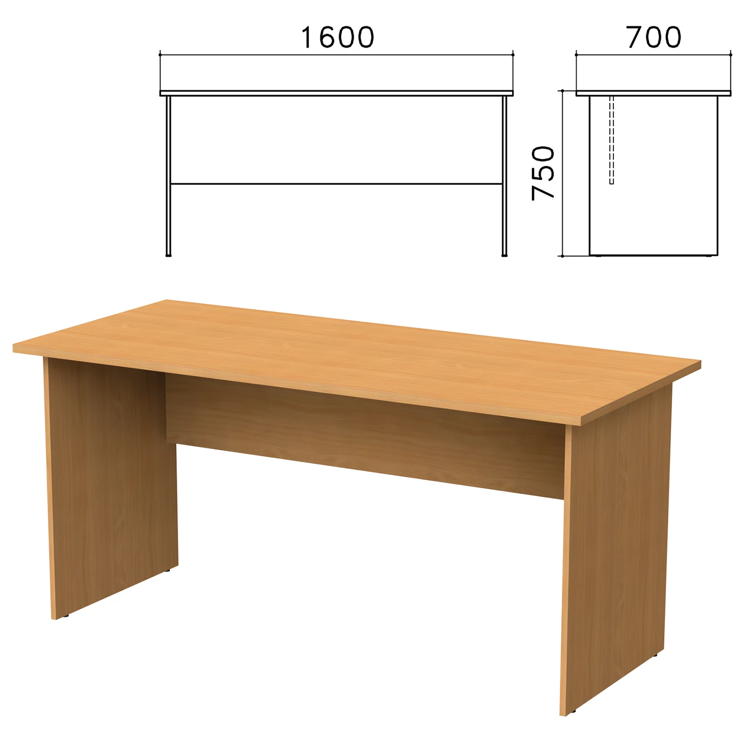 Стол письменный "Монолит" (ш1600*г700*в750 мм), цвет бук, СМ3.1 640092