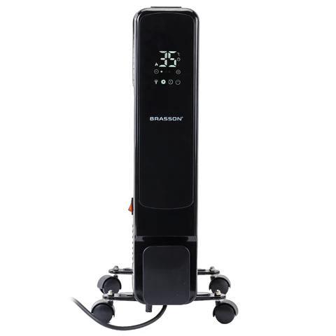 Обогреватель масляный BRASSON (БРАССОН) BOR-9 TOUCH, 9 секций, 2000 Вт, 3 режима, сенсор, пульт ДУ, черный, 457778 - МСК «Форвард»
