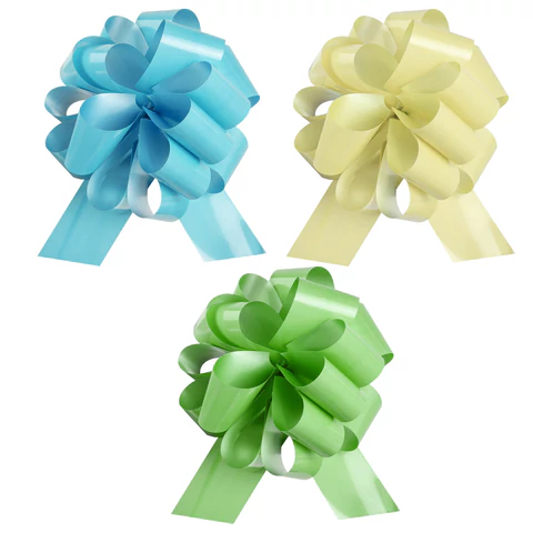 Бант-шар d15см для подарка НАБОР 3шт, глянец, цвета желтый, мятный, голубой, ЗОЛОТАЯ СКАЗКА, 591834