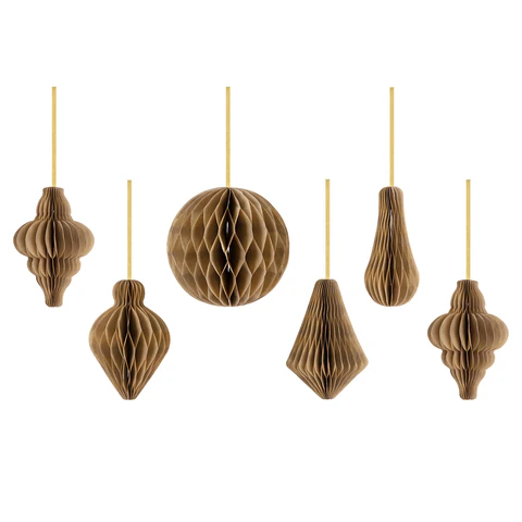 Елочные украшения из бумаги, НАБОР 6 шт., цвет крафт, ЗОЛОТАЯ СКАЗКА, 592539 - МСК «Форвард»
