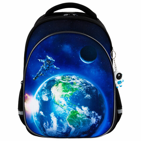 Рюкзак BRAUBERG OPTIMA, 2 отделения, с брелоком, "Brave astronaut", 3D-панель, 36х27х18 см, 273159 - МСК «Форвард»