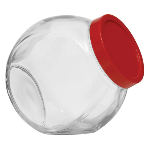 Банка для сыпучих продуктов, с красной крышкой, объем 2000 мл, стекло, PASABAHCE "БЕЛЛА", 80002СЛ1 700563