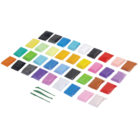 Пластилин супер лёгкий воздушный застывающий 36 штук (32 цвета + 2 белых + 2 черных), 310 г, 3 стека, ПИФАГОР, 107042 - МСК «Форвард»