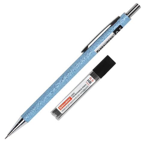 Карандаш механический 0,5 мм + грифели HB 12 штук на блистере, BRAUBERG "OCEAN BLUE", 181970 - МСК «Форвард»