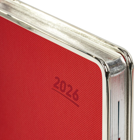 Ежедневник датированный 2026 А5 148х218 мм, GALANT "Infinity Silver", под кожу, красный, 117497 - МСК «Форвард»