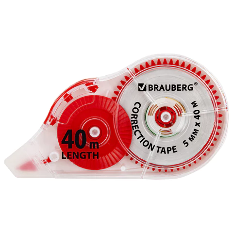 Корректирующая лента BRAUBERG EXTRA LENGTH, 5 мм х 40 м, механизм перемотки, корпус прозрачный, блистер, 272502 - МСК «Форвард»