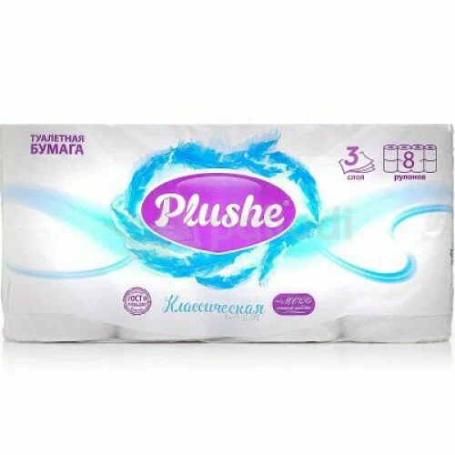 Бумага туалетная 3-слойная 8 рулонов Plushe Deluxe Light Классическая белая 11954 2017508