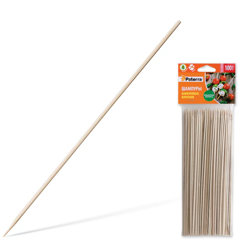 Шампуры для шашлыка PATERRA, КОМПЛЕКТ 100 шт., 200 мм, d=3 мм, бамбуковые,  401-697 401697 601000