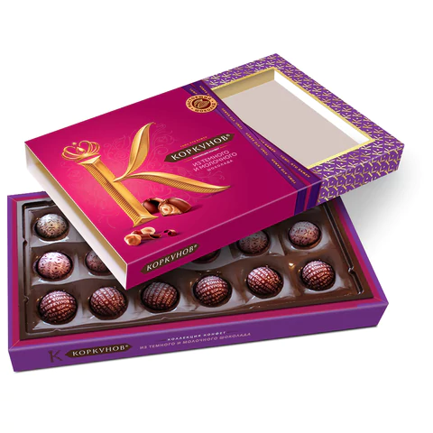 Конфеты А.КОРКУНОВ ассорти из молочного и темного шоколада, 165 г, Q3718 623254