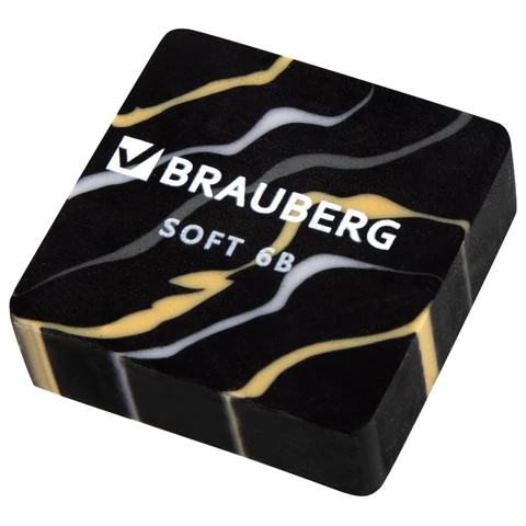 Ластики BRAUBERG "MARBLE", НАБОР 6 штук, 34х34х11 мм, квадратные, экологичный ПВХ, блистер, 272735 - МСК «Форвард»