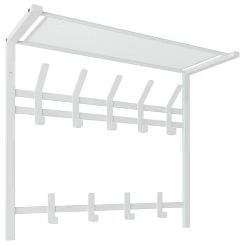 Вешалка настенная с полкой 2 яруса ZMI "Торонто-22", 585х670х270 мм, 9 крючков, металл, белая, ВСПТ22 Б 700939 - МСК «Форвард»