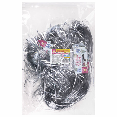 Дождик новогодний, КОМПЛЕКТ 5 штук, ширина 10 см, длина 2 м, серебристый, ЗОЛОТАЯ СКАЗКА, 592290 - МСК «Форвард»