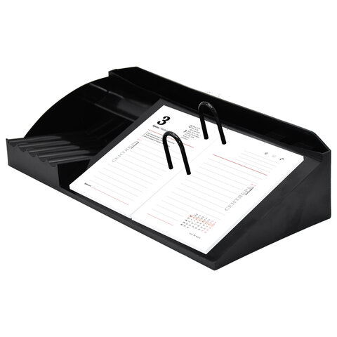 Подставка под календарь + органайзер 3 отделения, STAFF "MANAGER", 310х150х75 мм, черный, 238789 - МСК «Форвард»
