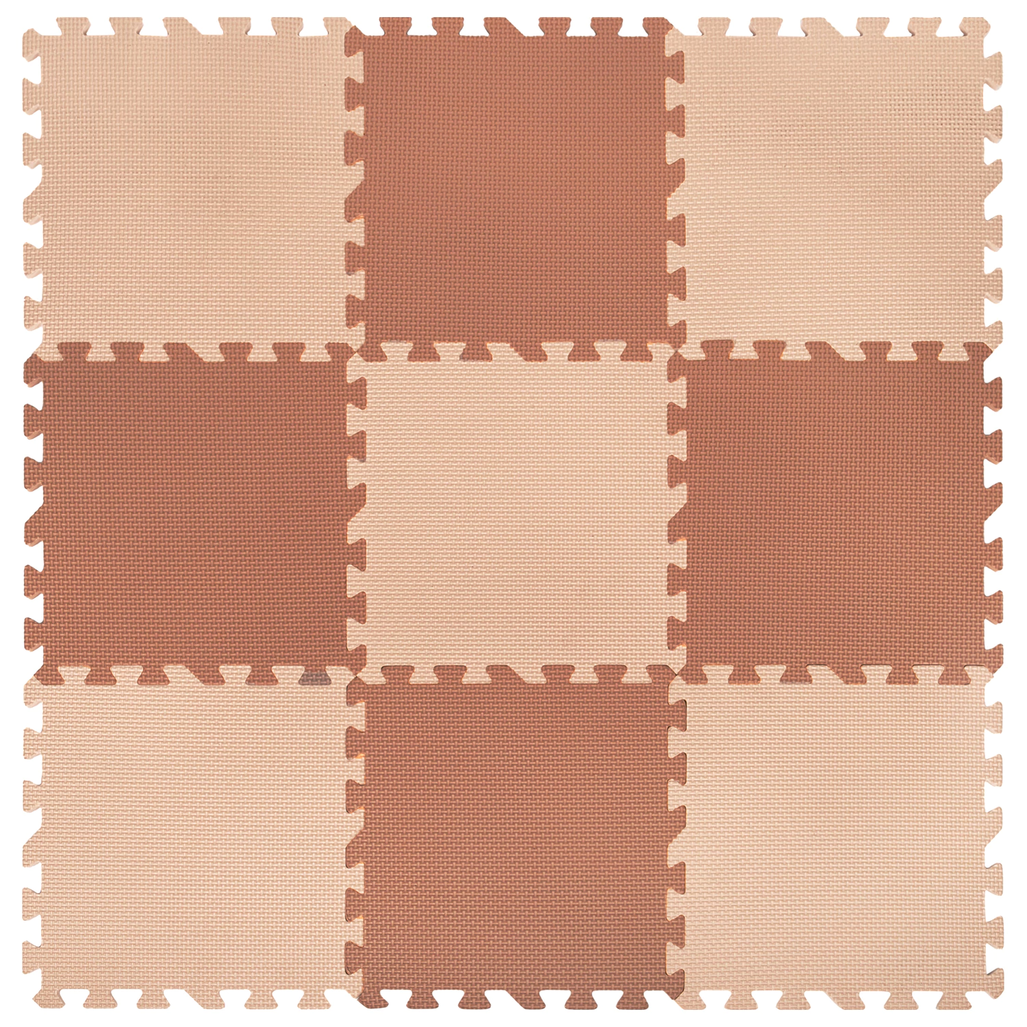 Коврик-пазл напольный 0,9*0,9м мягкий бежевый, 9 элементов 30*30см, толщина 1 см, ЮНЛАНДИЯ, 664661