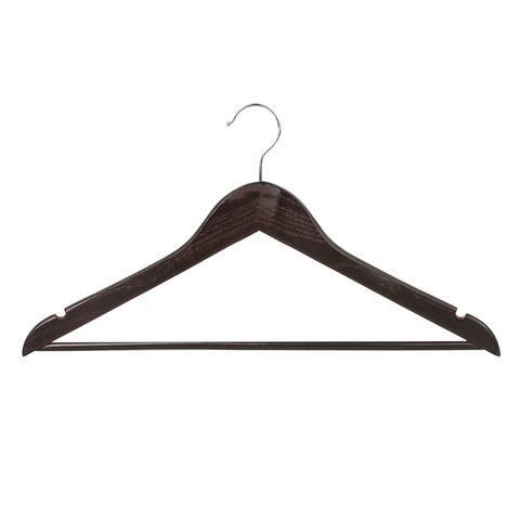 Вешалки-плечики, размер 48-50, КОМПЛЕКТ 5 шт., дерево, перекладина, цвет шоколад, BRABIX "Стандарт", 601162 - МСК «Форвард»