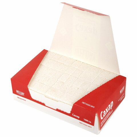 Сахар-рафинад WELDAY (ВЭЛДЭЙ), 1 кг (180 кусочков, размер 15х16х21 мм), 622405 - МСК «Форвард»