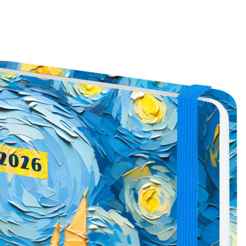 Ежедневник датированный 2026 с резинкой 145х203 мм, А5, BRAUBERG, твердый, "Живопись", 117342 - МСК «Форвард»